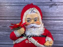 Vtg Rushton Coca-Cola Santa Claus Doll White Boots Plush Rubber Face 1950s