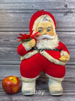Vtg Rushton Coca-Cola Santa Claus Doll White Boots Plush Rubber Face 1950s
