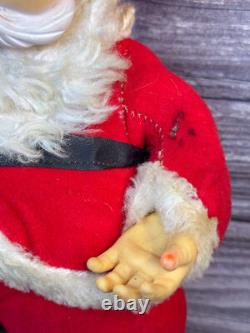Vtg Rushton Coca-Cola Santa Claus Doll White Boots Plush Rubber Face 1950s