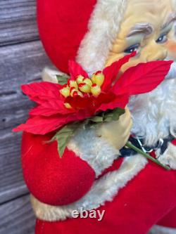 Vtg Rushton Coca-Cola Santa Claus Doll White Boots Plush Rubber Face 1950s