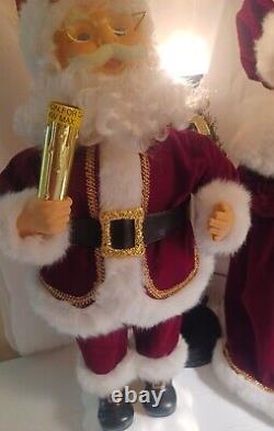 Vtg Santa & Mrs Claus Light Post Animated Triple Cord VERY CLEAN! 20 Tall