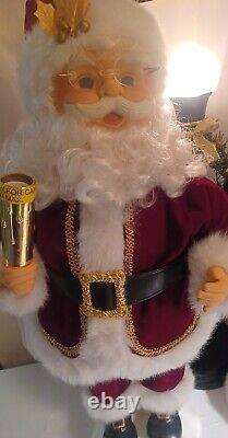 Vtg Santa & Mrs Claus Light Post Animated Triple Cord VERY CLEAN! 20 Tall