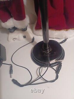 Vtg Santa & Mrs Claus Light Post Animated Triple Cord VERY CLEAN! 20 Tall