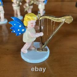 Vtg Steinbach W Germany Wooden Wood Miniature Angel Piano Orchestra Set