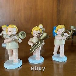 Vtg Steinbach W Germany Wooden Wood Miniature Angel Piano Orchestra Set
