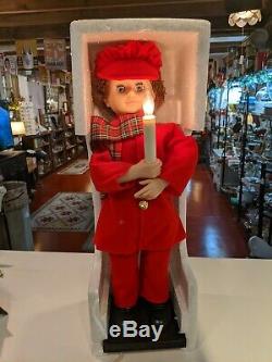 Vtg TELCO Motion-ette Animated Christmas Victorian Caroler Boy and Girl with Box