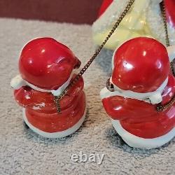 Vtg TILSO Japan Christmas Angel Spaghetti Trim with 2 Small Chained Santa Babies