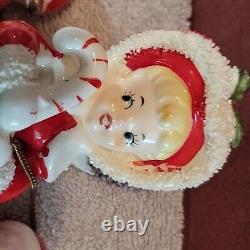 Vtg TILSO Japan Christmas Angel Spaghetti Trim with 2 Small Chained Santa Babies