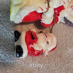 Vtg TILSO Japan Christmas Angel Spaghetti Trim with 2 Small Chained Santa Babies