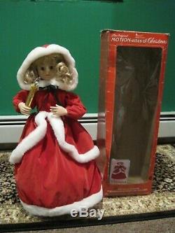 Vtg Telco Motion-ette Lighted Animated Christmas Victorian Caroler Doll Box 1995