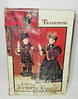 Vtg Traditions Animated 26 Victorian Couple Holiday Carolers FREE SHIPPING