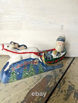 Walnut Ridge Folk Art Collectible Santa Sleigh To All A Good Night FREE SHIP