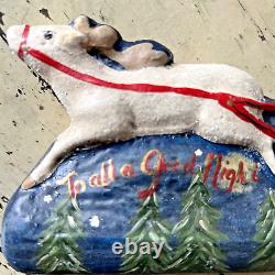 Walnut Ridge Folk Art Collectible Santa Sleigh To All A Good Night FREE SHIP