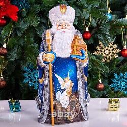 Wooden Hand Carved Santa Claus Figurine 12, handmade Christmas Home Decor