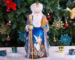 Wooden Hand Carved Santa Claus Figurine 12, handmade Christmas Home Decor