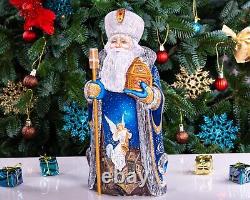 Wooden Hand Carved Santa Claus Figurine 12, handmade Christmas Home Decor