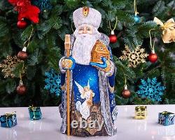 Wooden Hand Carved Santa Claus Figurine 12, handmade Christmas Home Decor