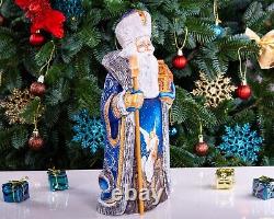 Wooden Hand Carved Santa Claus Figurine 12, handmade Christmas Home Decor