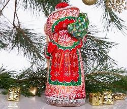 Wooden Hand carved Santa Claus Figurine, Russian Santa Ded Moroz Christmas Decor