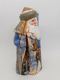 Wooden Santa Claus Hand carved and painted figurine 7 tall Christmas decor #1