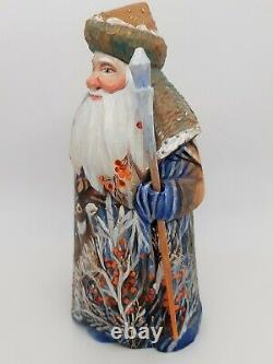 Wooden Santa Claus Hand carved and painted figurine 7 tall Christmas decor #2