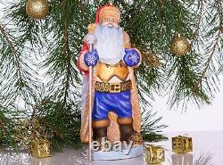 Wooden Santa Claus figurine 12, handmade home Christmas decor, Christmas gift