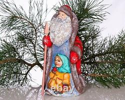Wooden Santa Claus figurine 9, handmade home Christmas decor, Christmas gift