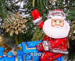Wooden Santa Claus figurine, handmade home Christmas decor, Christmas gift