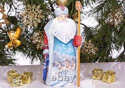 Wooden carved Santa Claus Figurine 9 1/2, Christmas decor, funny Christmas gift