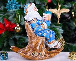 Wooden carved Santa Claus figurine 10 Christmas gift for Holiday home Decor