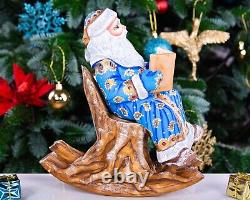 Wooden carved Santa Claus figurine 10 Christmas gift for Holiday home Decor