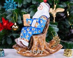 Wooden carved Santa Claus figurine 10 Christmas gift for Holiday home Decor