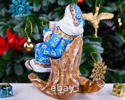 Wooden carved Santa Claus figurine 10 Christmas gift for Holiday home Decor