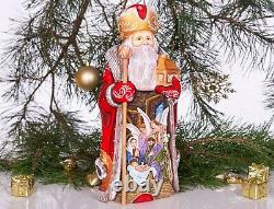 Wooden carved Santa Figurine 12, Nativity scene, Russian Santa, MADE IN UKRAINE
