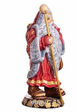 Wooden carved Santa Figurine 12 Russian Santa Ded Moroz, Christmas decorations