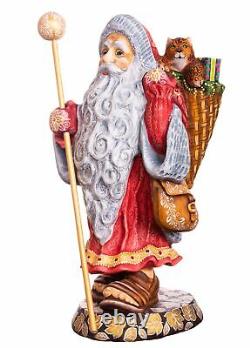 Wooden carved Santa Figurine 12 Russian Santa Ded Moroz, Christmas decorations
