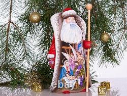 Wooden carved Santa Figurine 13, Nativity scene, handmade home Christmas decor