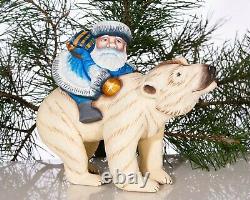 Wooden carved Santa Figurine Russian Santa Ded Moroz, MADE IN UKRAINE