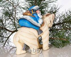 Wooden carved Santa Figurine Russian Santa Ded Moroz, MADE IN UKRAINE