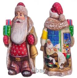 Wooden carved Santa figurine 12 Russian Santa Ded Moroz, MADE IN UKRAINE