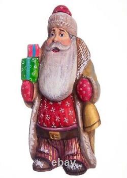 Wooden carved Santa figurine 12 Russian Santa Ded Moroz, MADE IN UKRAINE