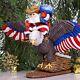 Wooden Carved Santa Riding A Eagle, Russian Santa Ded Moroz, Made In Ukraine