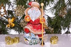 Wooden hand carved Santa Figurine 9, Russian Santa Ded Moroz MADE IN UKRAINE