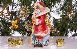Wooden hand carved Santa Figurine 9, Russian Santa Ded Moroz MADE IN UKRAINE