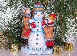 Wooden hand carved Snowman figurine 8, handmade home Christmas decor