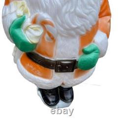 Working Lighted Blue Eyed Santa Claus Christmas Holiday Vintage Blow Mold 32
